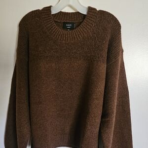 Vici Rich Brown Crew Neck Sweater